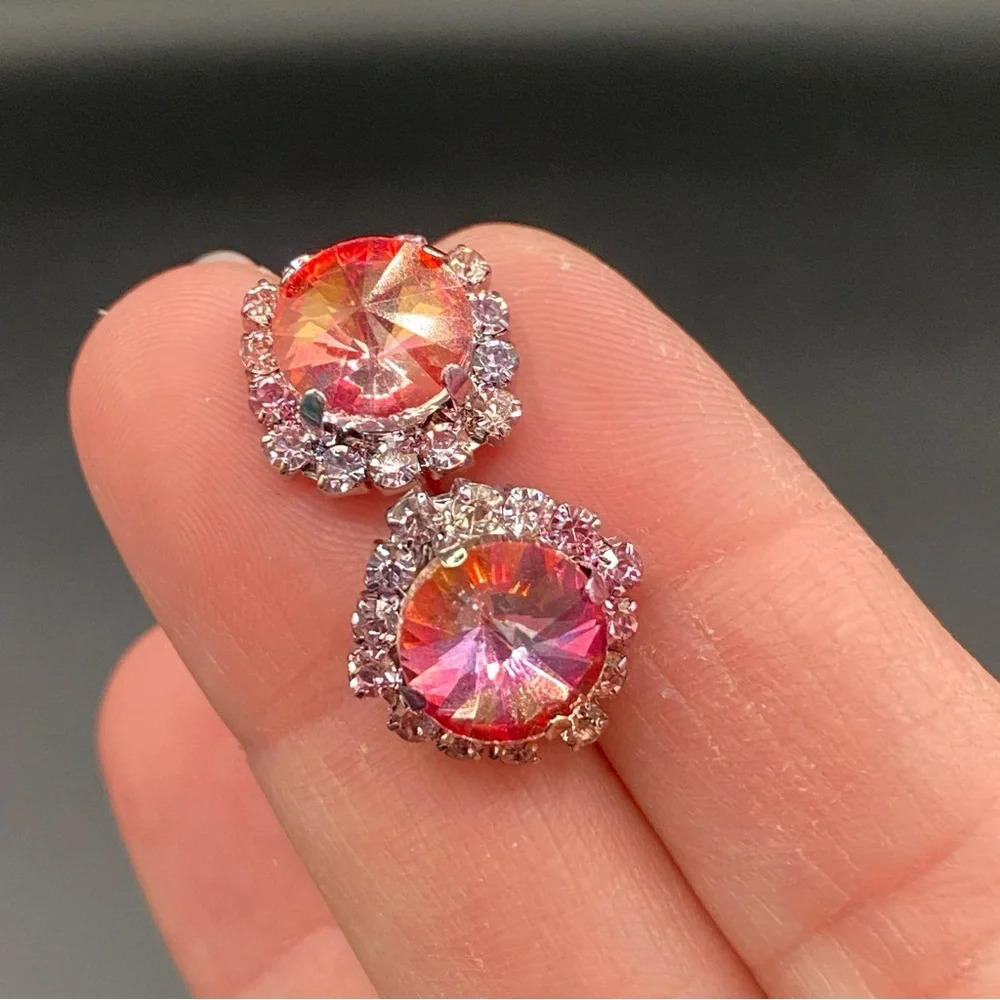 Blush Pink Sparkly Stud Earrings